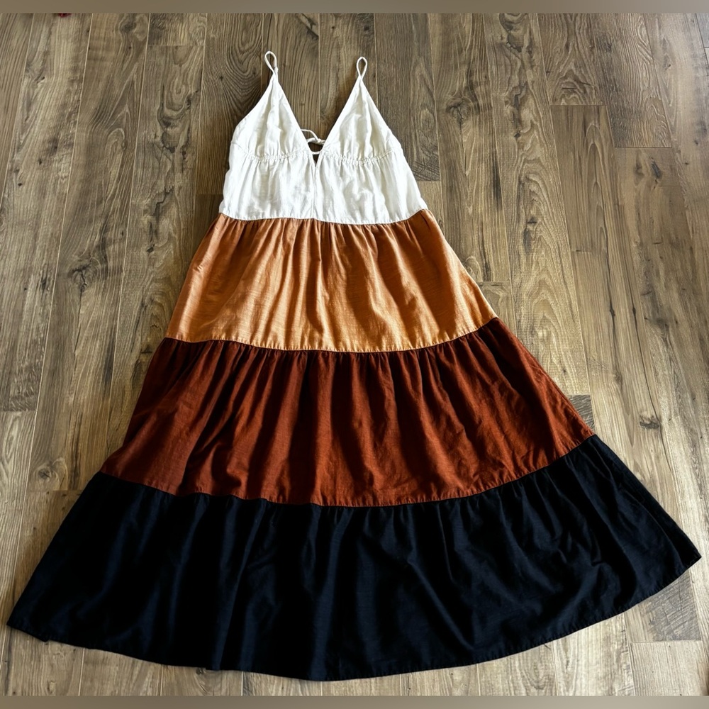 Anthropologie Tiered Maxi Dress in Cream, Tan, Brown, Black - Picture 4 of 8